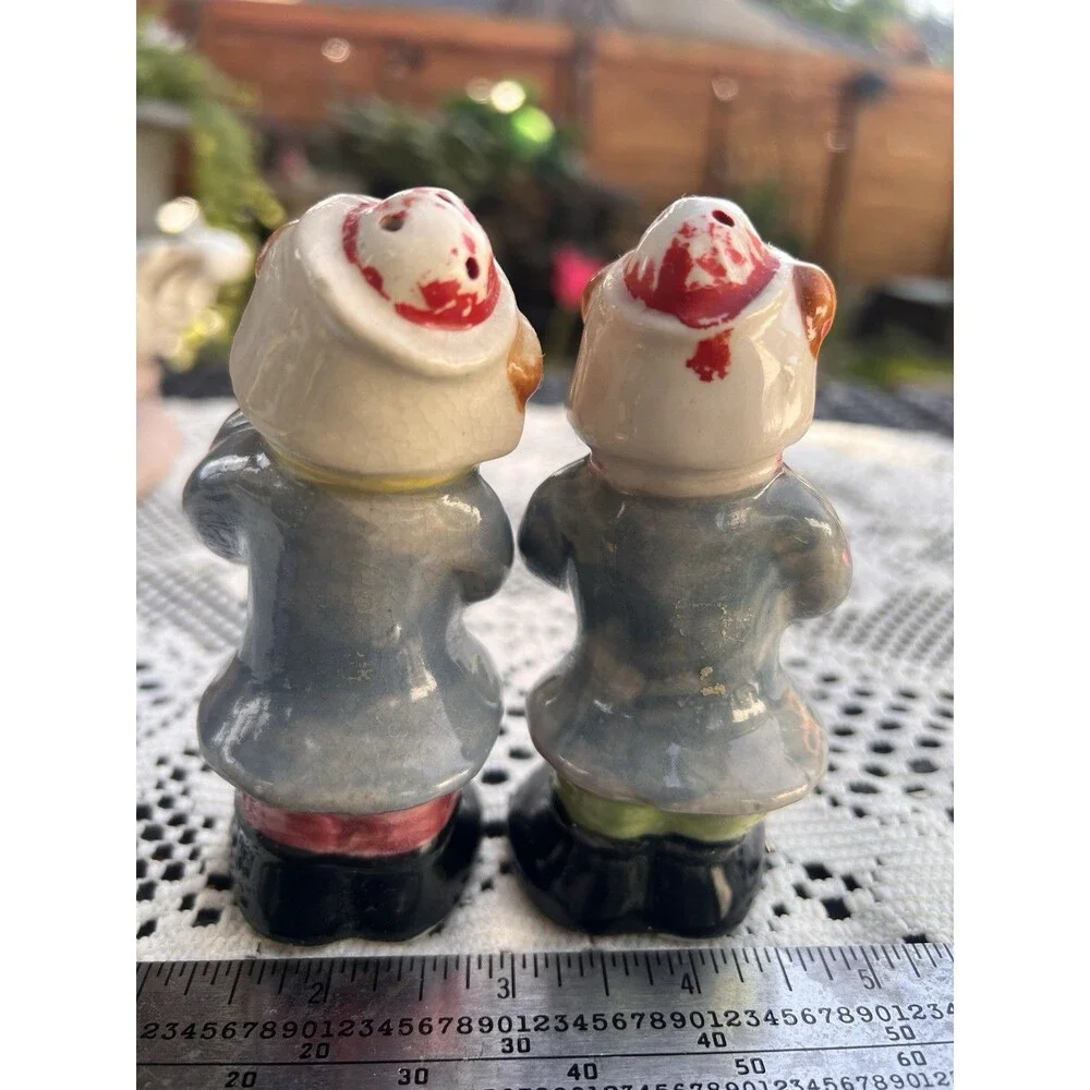Vintage Japan Figural Salt & Pepper Shakers Carpenter Workers Ladder Hammer Pair